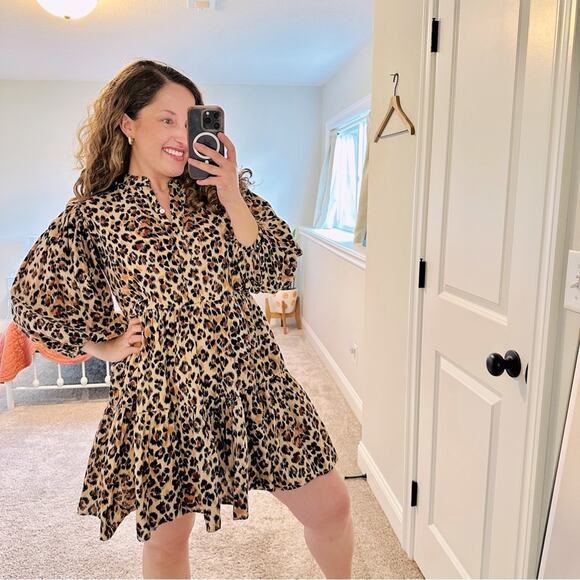 Tuckernuck Mille Resort & Travel Brown Leopard Cheetah Animal Mini Dress XS